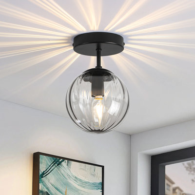Plafonnier semi-encastré en verre 1 lumière