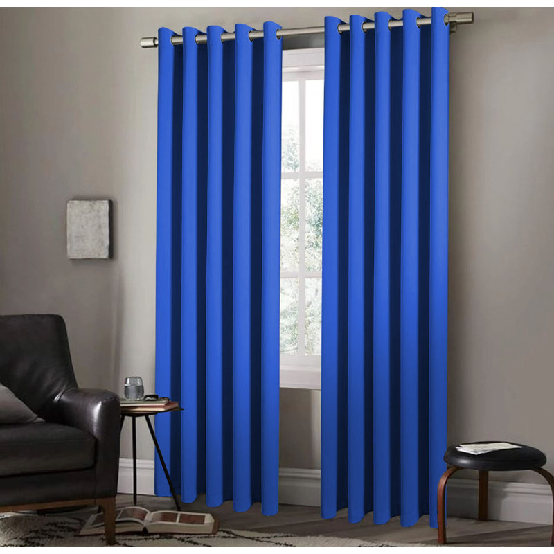 100 % Polyester Blackout Eyelet Synthetic Room Darkening Thermal Curtain, Cream, 228cm Width x 228cm Drop
