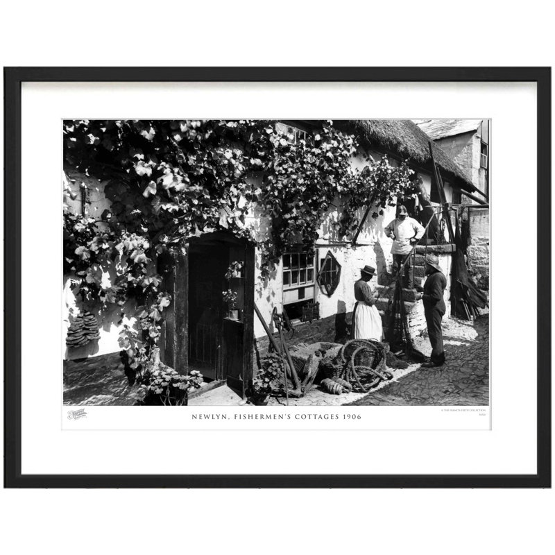 Newlyn, Fishermens Cottages 1906 - Single Picture Frame Print, 45cm H x 60cm W x 2.3cm D