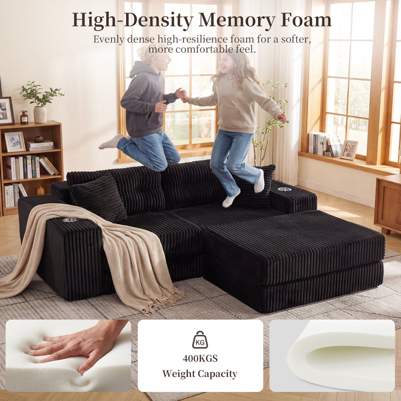 3 Seater Velvet Sofa, Black