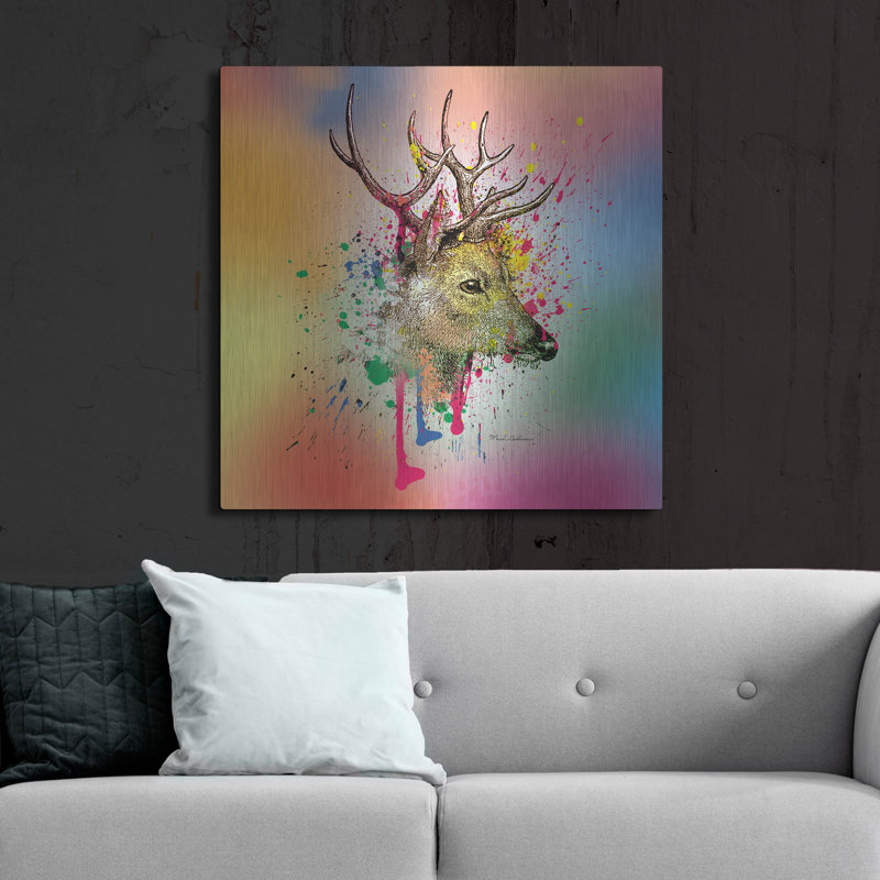 "Deer 6" par Mark Ashkenazi sur métal, H 36 po x l 36 po