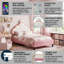 UK & EU Single & Double Upholstered Princess Bed With LED Crown Headboard, Pink Velvet-1738691045