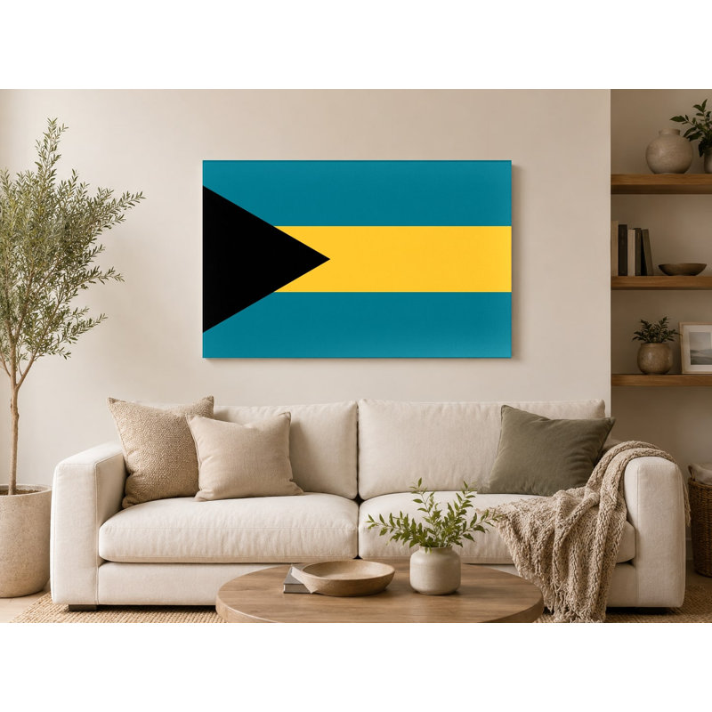 Drapeau des Bahamas sur toile - drapeau national, H 11 po x l 14 po