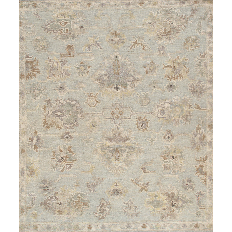 Oushak Hand-Knotted L. Blue Wool Area Rug, Rectangle 8'3" x 9'10"