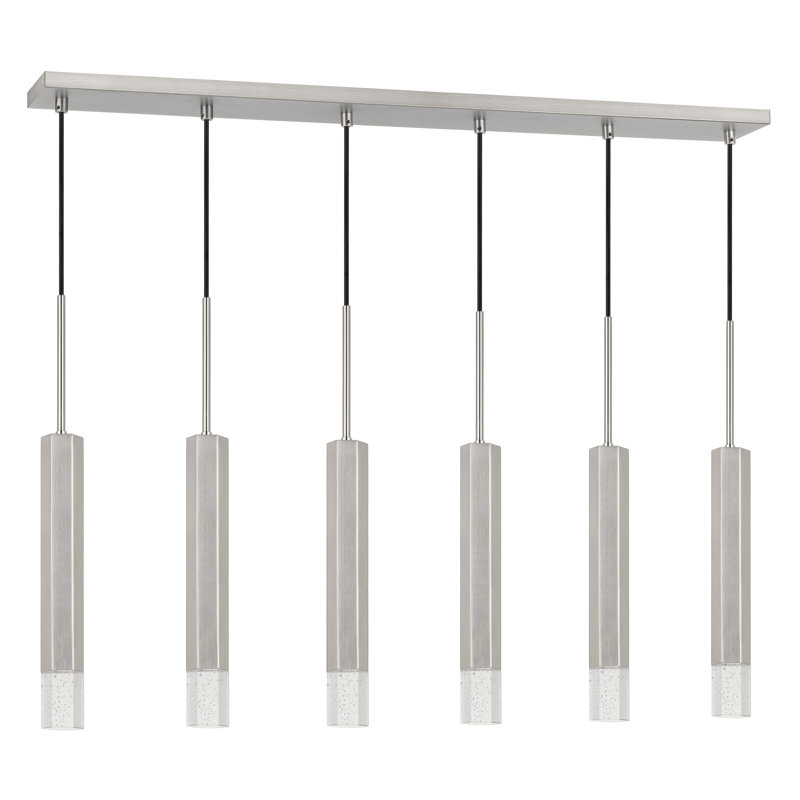 Luminaire suspendu linéaire à 6 lumières pour îlot de cuisine Anavela, Gris