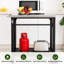 Chariot de barbecue extérieur à 2 niveaux, plateau en acier inoxydable, structure noire, grandes roues, crochets pour ustensiles, table de préparation de barbecue mobile pour terrasse, jardin, support pour four à pizza, grand chariot de rangement inférieur, et
