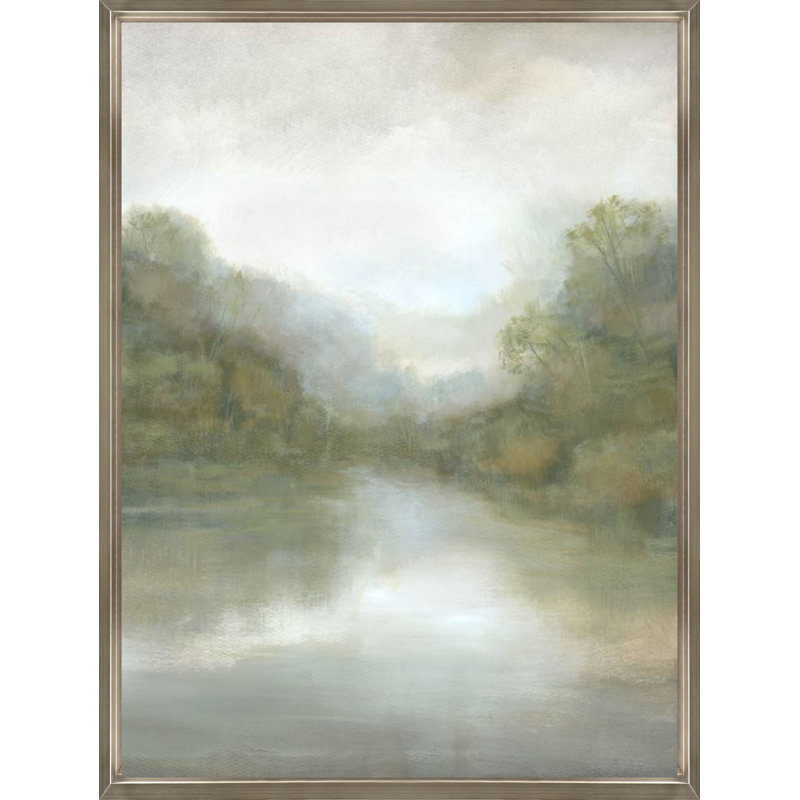 «Lakeside Reflection III» par Jacob Lincoln - peinture sur toile à cadre flottant