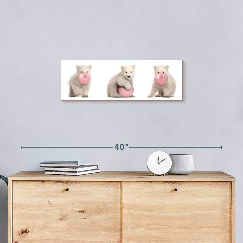 Bubble Gum, ours polaires sur toile, H 8 po x l 24 po x P 1 po