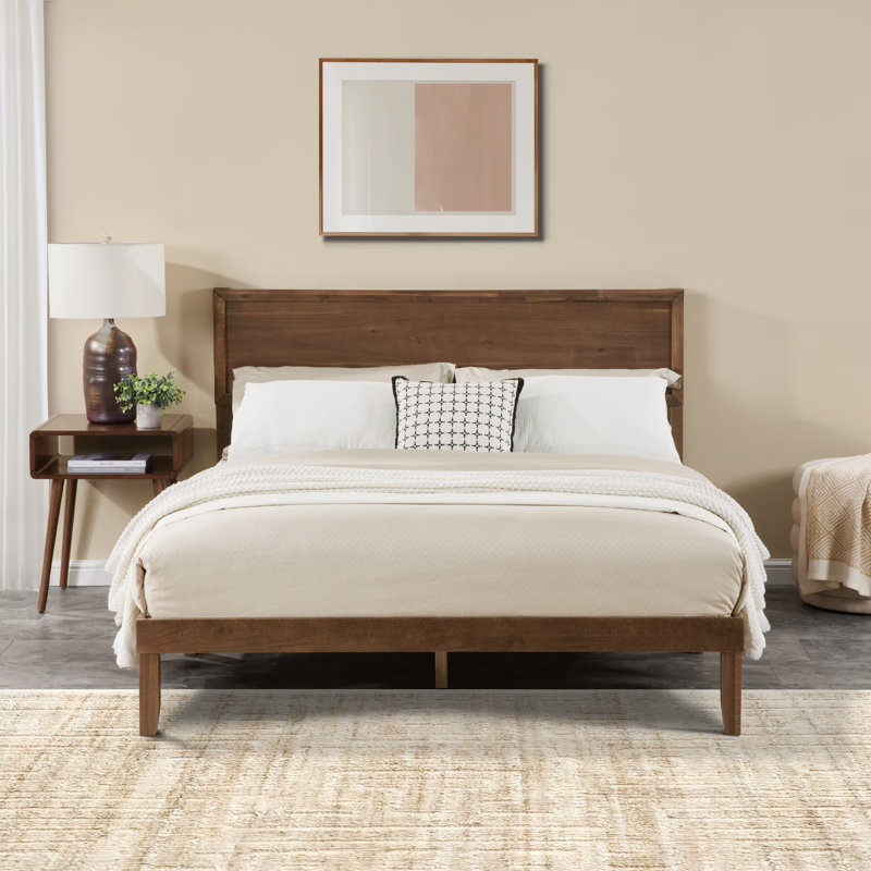 Base de lit avec tête de lit moderne Modern | Conception robuste en bois renforcé de caoutchouc pour une stabilité accrue et une finition écologique