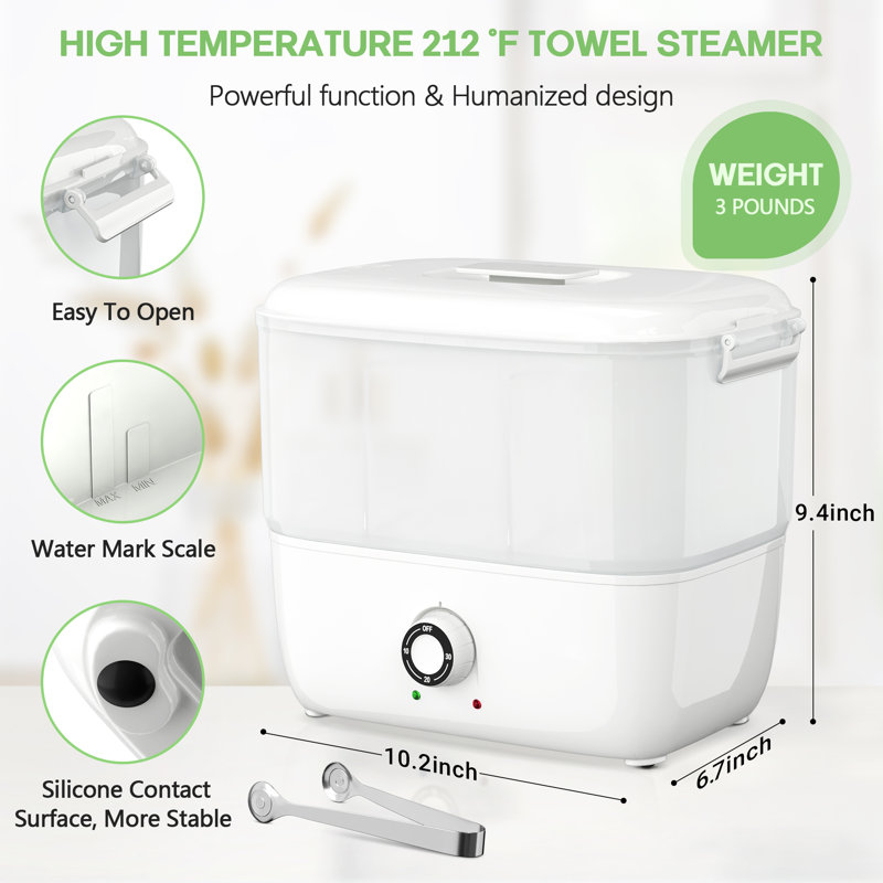 5L Freestanding Foldable Towel Steamer Warmer Cabinet Auto Off Timer for Spa Barber Manicures Massage, White