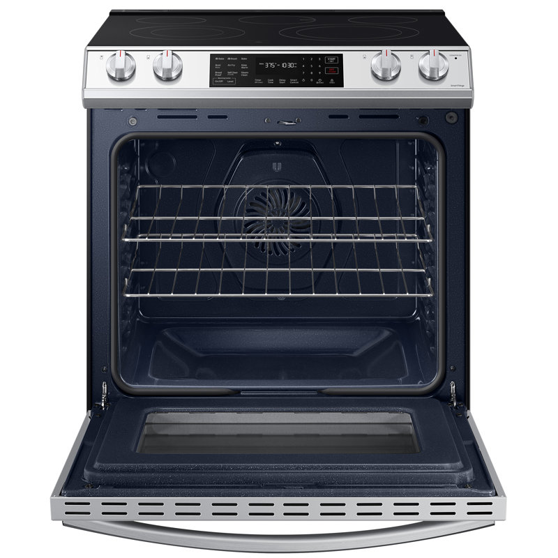 Samsung 6.3 cu. ft. Smart Slide-in Electric Range with Air Fry & Convection in Bespoke White Glass