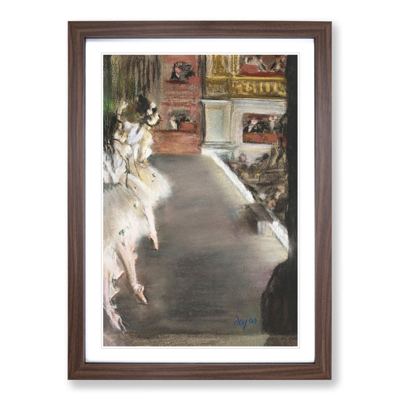 Ballet Ballerina Dancers at the Old Opera House by Edgar Degas - Picture Frame Painting, Walnut Framed