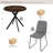 31.6 Inch Round Dining Table And Chairs For 2, Space Saving Modern Casual Coffee Table Set For Apartment Kitchen Dining Room Walnut Table & 2 Dark Gray Chairs-125998167-125998165