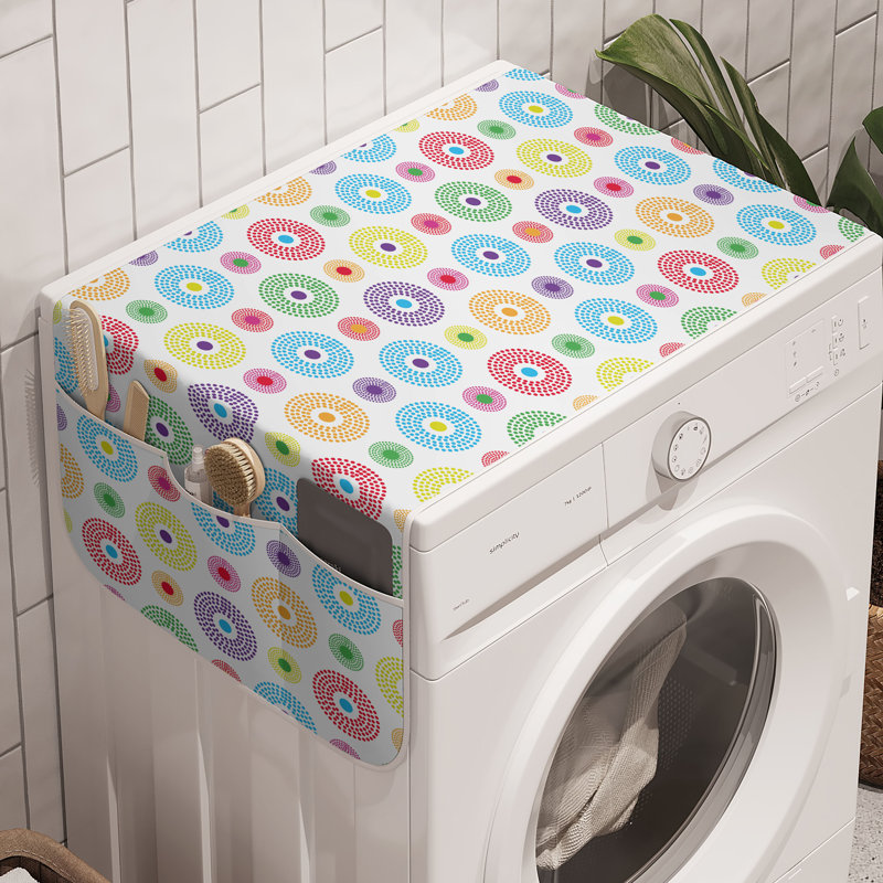 Ambesonne Vintage Washing Machine Organizer Pack of 2 47" x 18.5" Sea Green Orange Violet