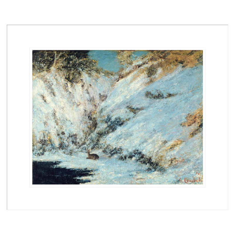 «Snowy Landscape» par Gustave Courbet, impression giclée encadrée, H 17,75 po x l 20,96 po