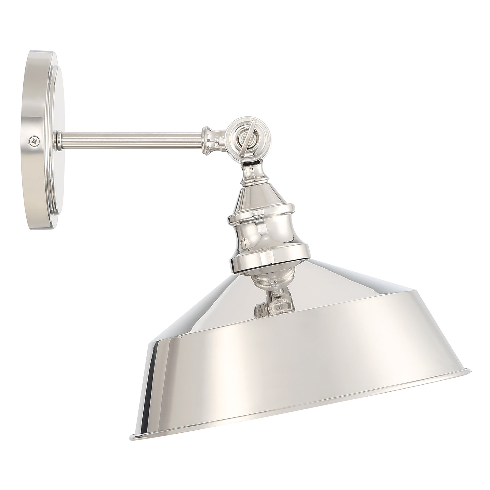 Jeb 10" W Steel Dimmable Armed Sconce, Polished Nickel