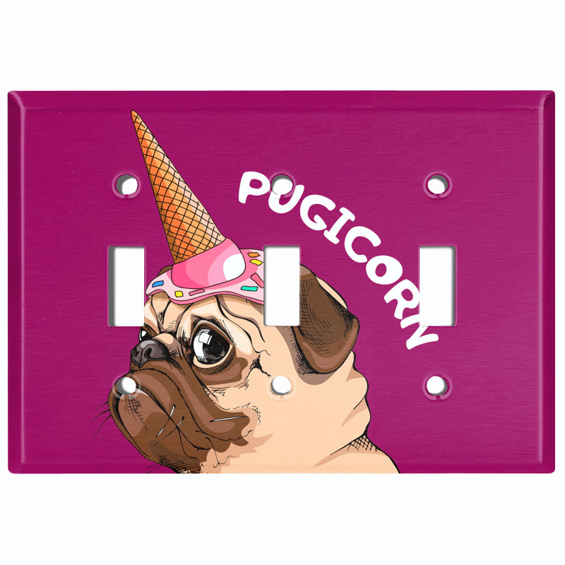 Plaque murale 3 lumières Pugicorn Dog