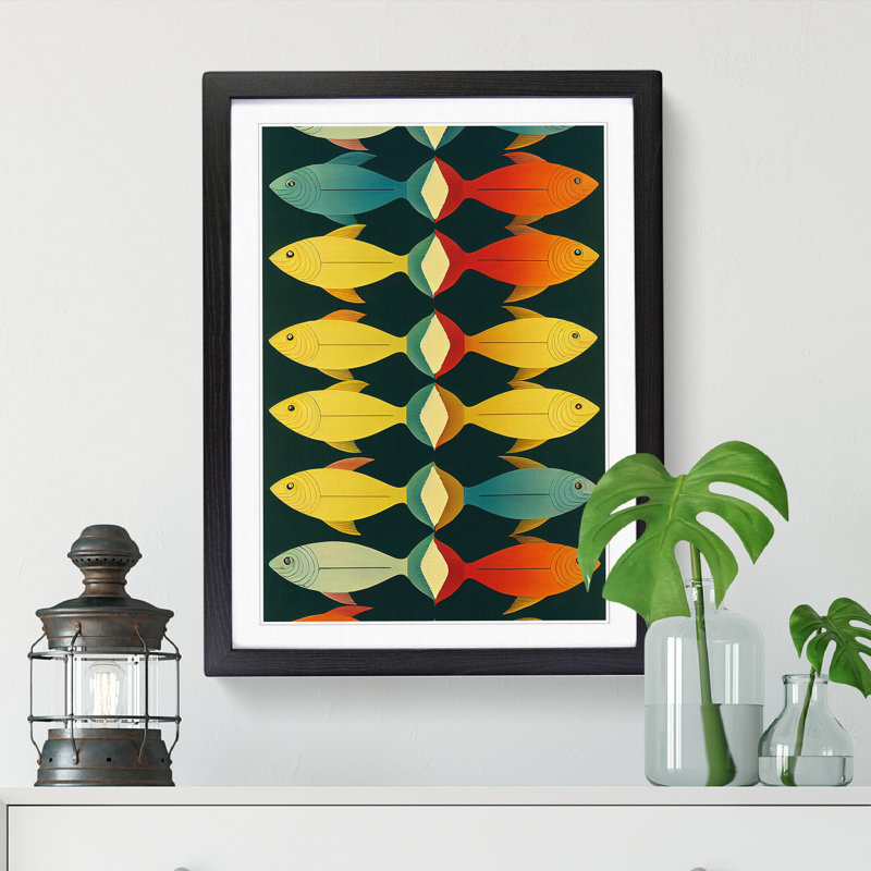 School Of Fish Vol.4 - Single Picture Frame Print, Black, 34cm H x 25cm W x 2cm D
