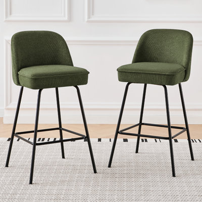 Padded 73cm Linen Upholstered Bar Stool with Spring