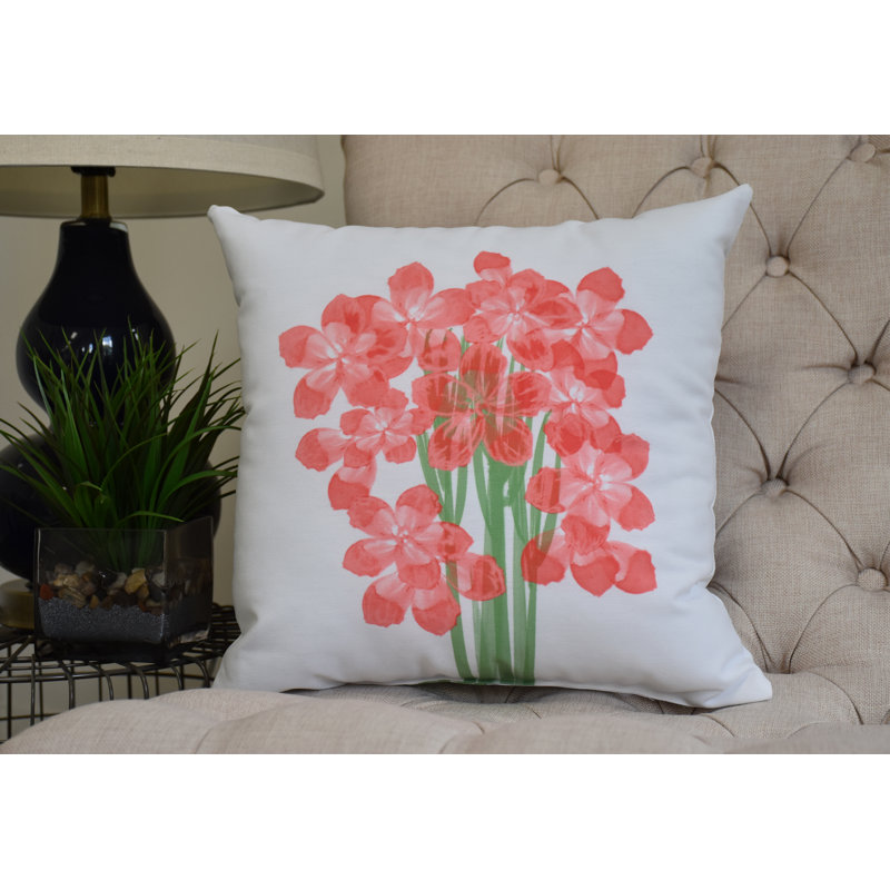 Nantucket Floral Reversible Throw Pillow, Pink, 16" x 16"