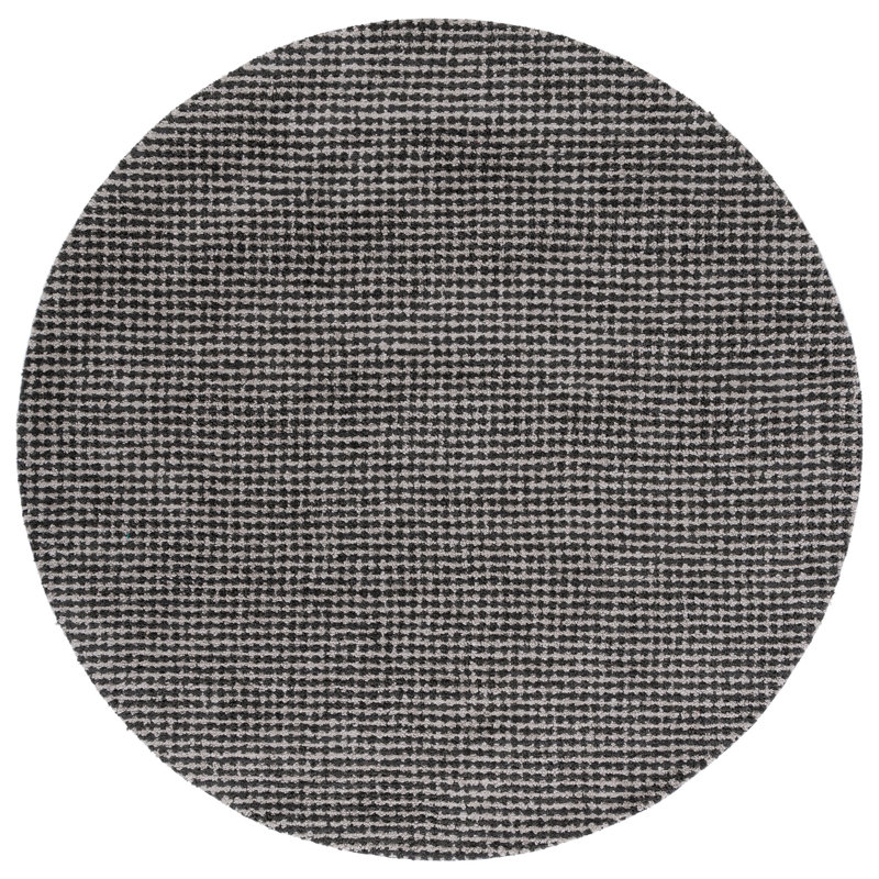 Marlinde Hand Tufted Performance Houndstooth Rug, Round 6'