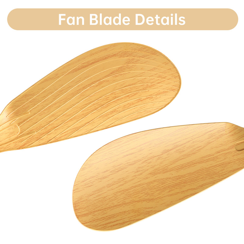 17" 5-Blade LED Ceiling Fan With Remote Control, Light Yellow Wood