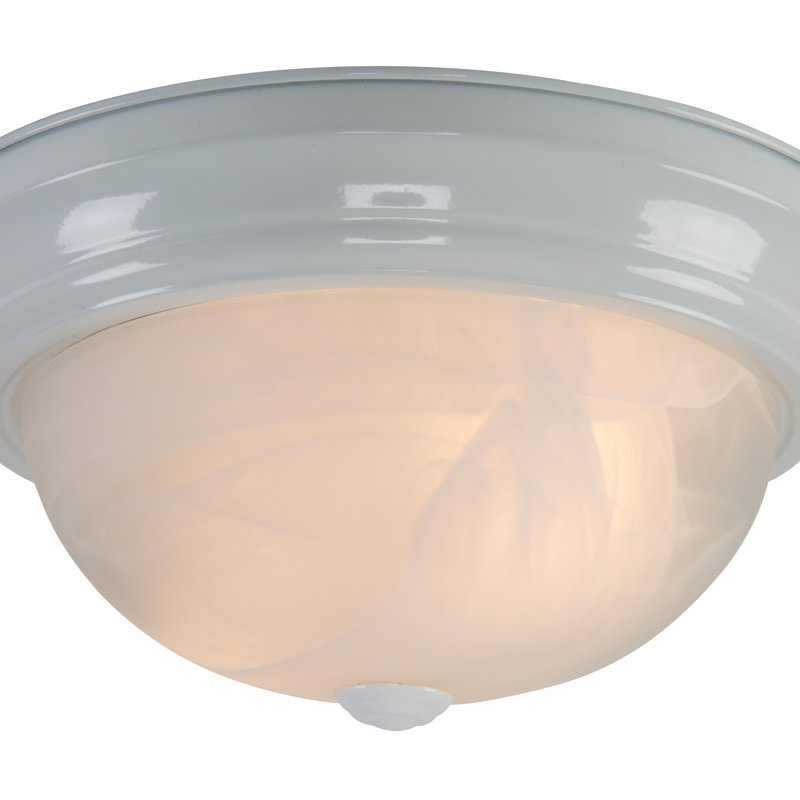 Benedict Glass Flush Mount, White, 4.5" H x 11" W x 11" D