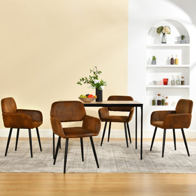 Ensemble de salle à manger moderne 5 pièces - Table rectangulaire avec 4 chaises rembourrées, idéale pour les petits espaces de salle à manger 