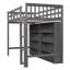 Lit mezzanine avec 8 tablettes de rangement ouvertes et échelle intégrée-1407522209-1407522208