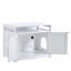 Enceinte de litière, meuble de litière pour chat avec prise dissimulée, 2 portes, banc de rangement pour salle de bain pour chat, table d'appoint pour chat, grand bac à litière en bois inclus, blanc-719911570