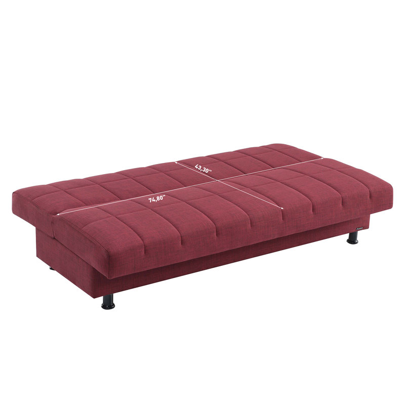 Sasta 75" Convertible Sofabed with Storage, Sleeper Sofa Couch for Living Room, Burgundy