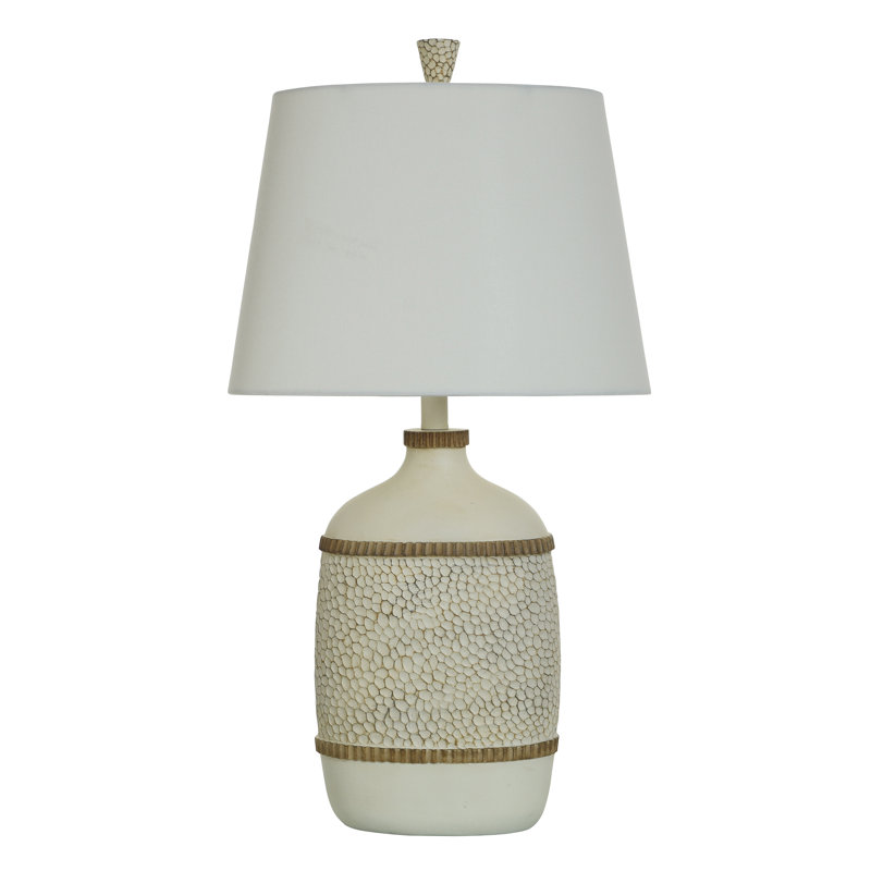 Yashar - Lampe de table traditionnelle, Blanc cassé / brun clair, Blanc cassé / blanc