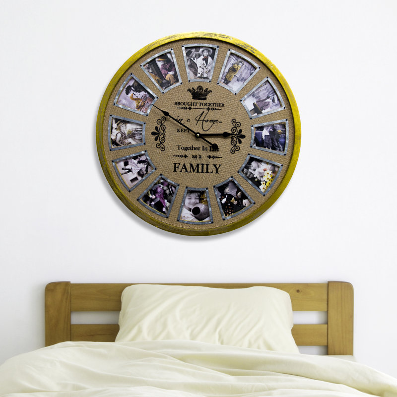 Fletcher Family Photo Frame Timber Oversized Wall Clock - 60cm