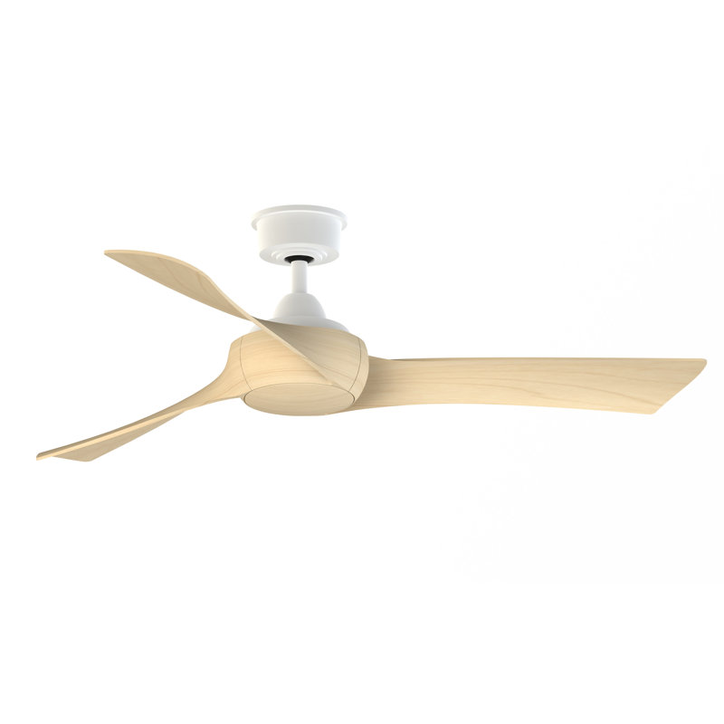 Wrap Custom 52 inch Indoor/Outdoor Ceiling Fan - Matte White with Natural blades, Matte White With Natural Blades