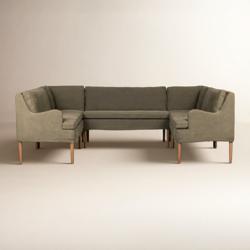 Aurelia 6-Piece Sectional, Broadway Olive Linen, 34.5" H x 103" W x 76" D