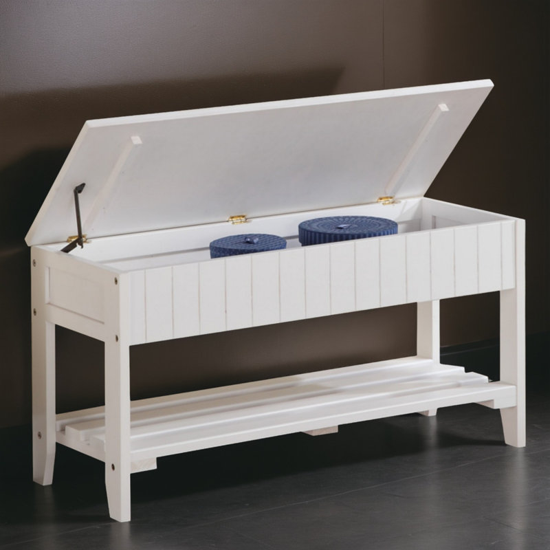 36" Shoe Storage Bench, Entryway Storage with Storage, White