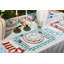 Jardin Embroidered Linen Scalloped Stripe Napkins-2032981000