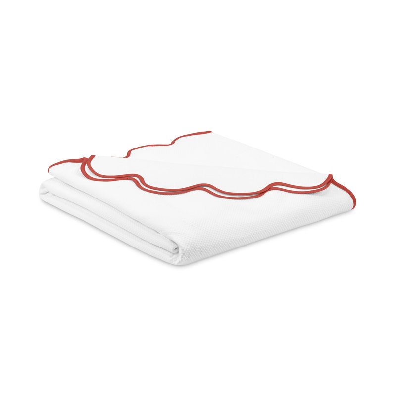 Honeycomb 100% Cotton Coverlet, California King Coverlet / Bedspread, White/Lobster