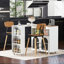 Îlot de cuisine avec table allongée, lumières DEL, blanc, table de matériaux, prise de courant, porte en verre cannelé, 3 tablettes ouvertes, blanc-34250688