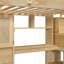 Lit mezzanine simple au-dessus de simple avec bureau intégré et escalier, avec compartiments de rangement et tablettes, naturel-1889557734
