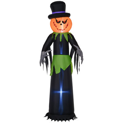 Fantôme de citrouille gonflable d'Halloween de 8 pi avec chapeau à DEL