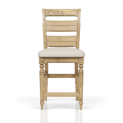 Finish Back Stool For Counter, Upholstered Seat, Turned Front Legs, And Footrest Support, 19.61 In Depth Counter With Soft Stylish Footrest, 23.55 Wide, 26.99 Lb