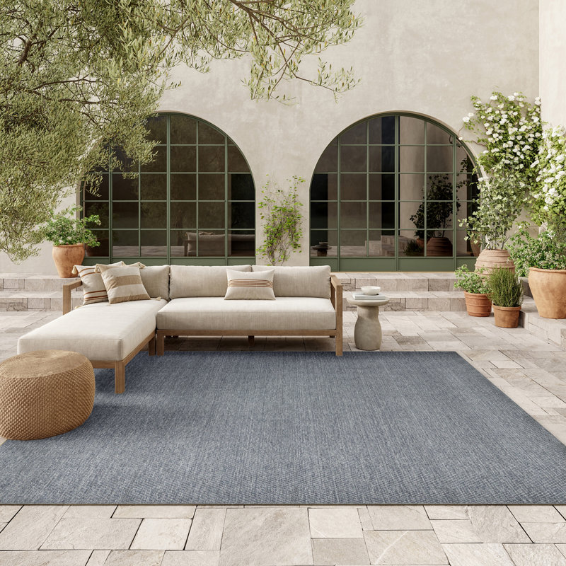  Tapis d'extérieur en denim 9 pi x 12 pi Tulum, Rectangle 9 pi x 12 pi, En jean