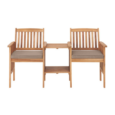 Aney 60" Wide Solid Wood Double Seat Bench with Attached Table by Lark Manor