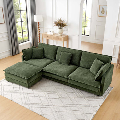 Canapé modulaire en L avec repose-pieds et canapé convertible surdimensionné pour 4 personnes Modern Home Living, vert