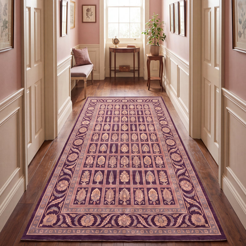 Tapis Heather2 traditionnel de style persan audacieux, or, rose, gris, ivoire, lavable en machine, antidérapant, à poils courts, pour l'intérieur et l'extérieur, adapté aux animaux domestiques, idéal pour le salon, la chambre, la salle à manger, l'entrée, le couloir ou le bureau.