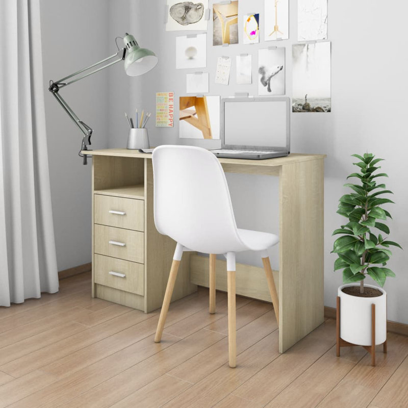 Desk Computer Desk Home Office Desk Workstation Table Engineered Wood, Sonoma oak