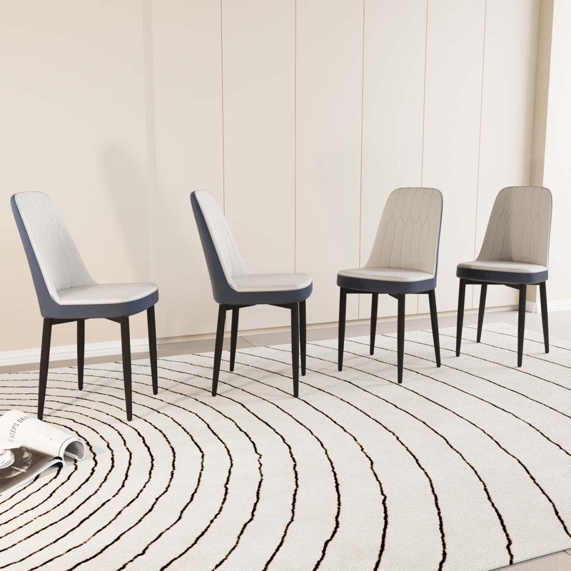 Chaise en polyuréthane, 4, Blanc / Bleu