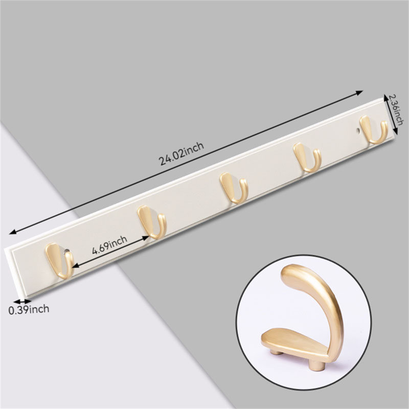 Kanette Metal Freestanding 5 - Hook Wall Mounted Coat Rack, White/Gold