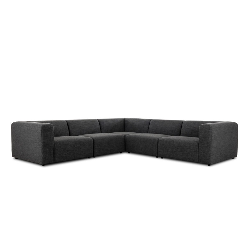 Canapé modulaire 5 pièces Ronny, Mélange de polyester gris anthracite Saxon